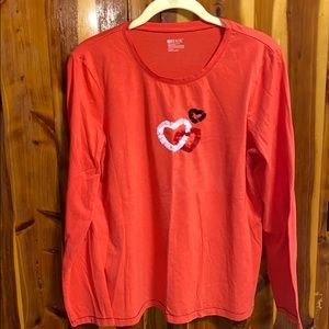 Red Hue PJ Shirt with Red,Black & White Sequin ♥️